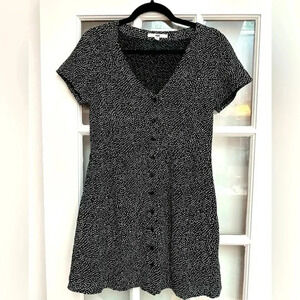 Vans | Black & White Polka Dot Short Sleeve Button Down Mini Dress Size XS